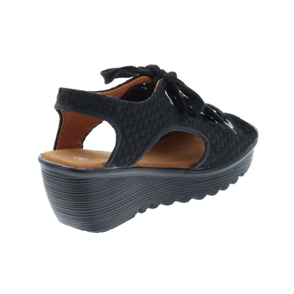 Bernie Mev Marcelo Lace Up Sandal Women 8/39 Black Boho Woven 2.75" Wedge NWOB - Picture 2 of 9